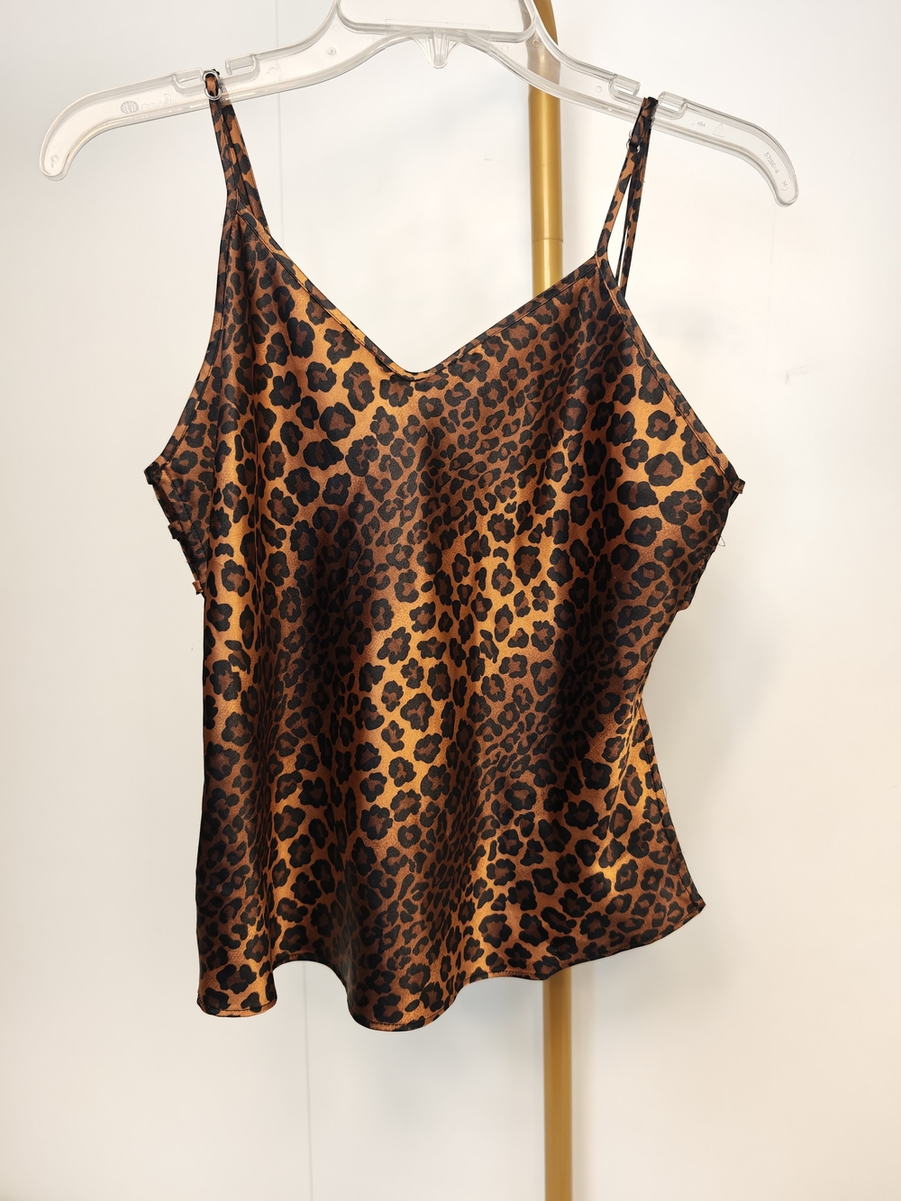 Y2K‎ Indie Leopard Satin Chemise Peek-a-boo Sides Cami Brown Black Size M